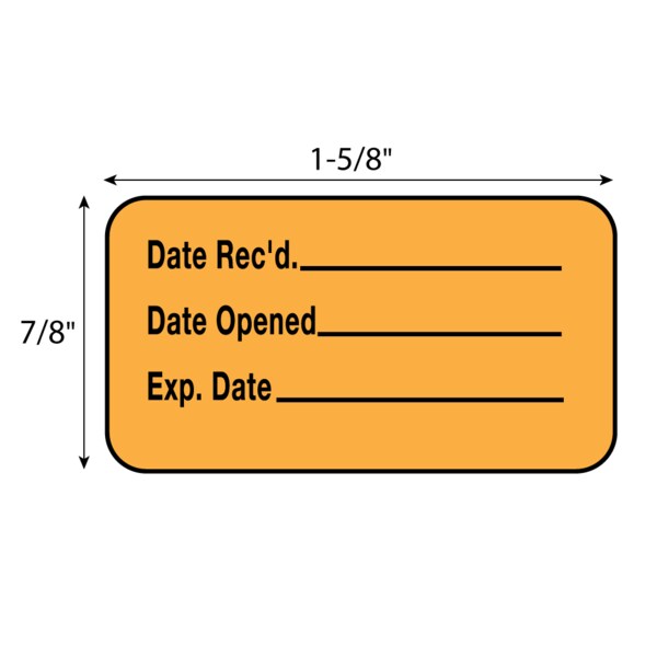 Date Recd _ Date Opened _Exp Date _ 7/8"x1-5/8" Mustardw/black